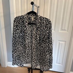 Black and White Animal Print Blouse
